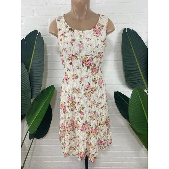 Perceptions New York white lace floral summer dress - Picture 2 of 7